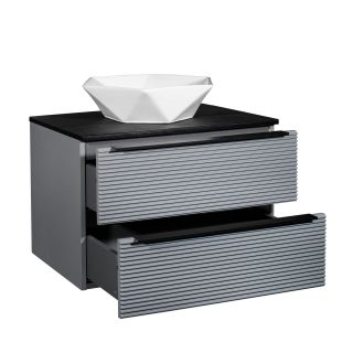 Тумба RUNO Орлеан 70 серый чёрный подвесная под накладной умывальник (00-00002021)